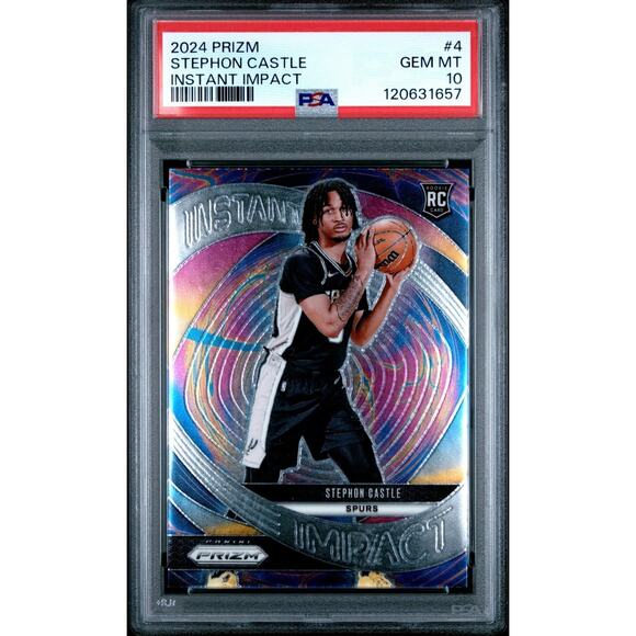 Stephon Castle Panini Prizm Instant Impact Card #4 (RC) PSA 10 GEM MINT SPURS - Picture 2 of 3